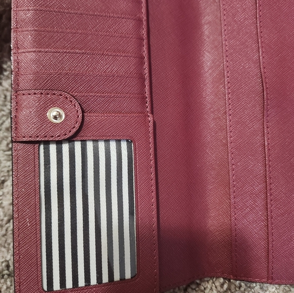 Kate Spade New York Slim Bifold Burgundy Wallet Wristlet - Picture 4 of 11